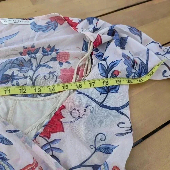 Floral Midi Dress - Cream with Red and Blue Accents - Picture 2 of 5